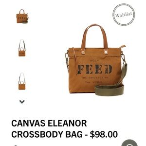 Canvas Eleanor Crossbody Bag Help FEED the children of the world NWT